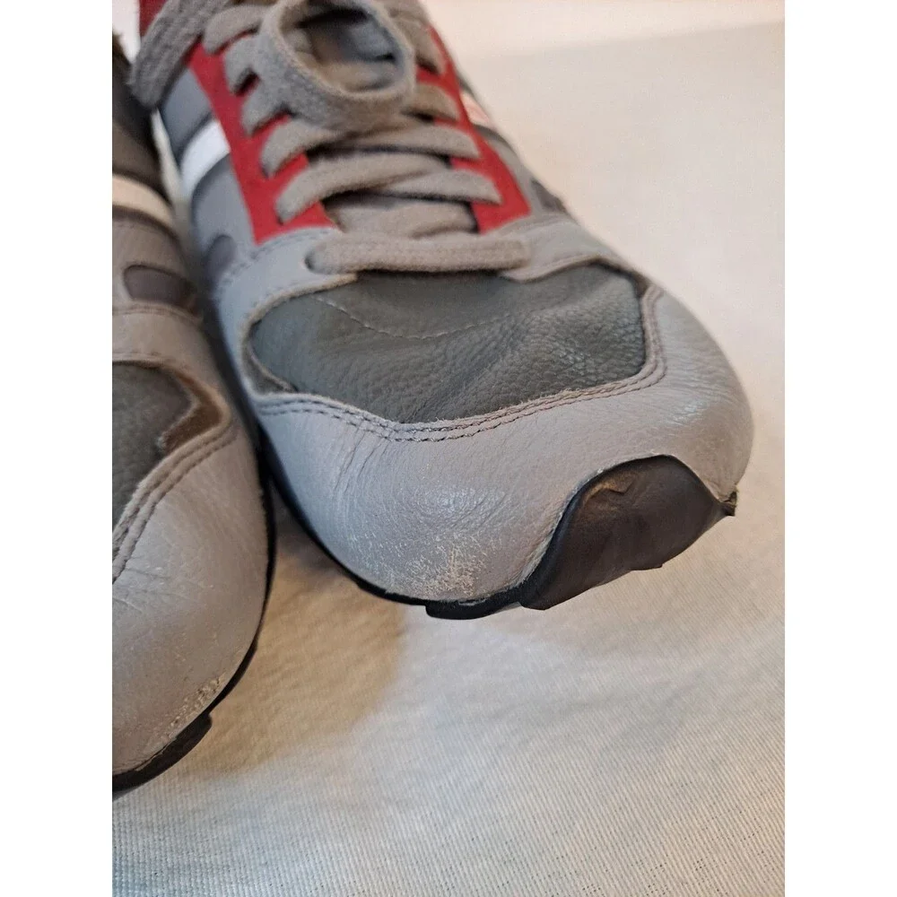 Diesel Mens Gunner Leather Sneakers Size 11 Y00326 Retro Gunmetal/Frost Grey/Red